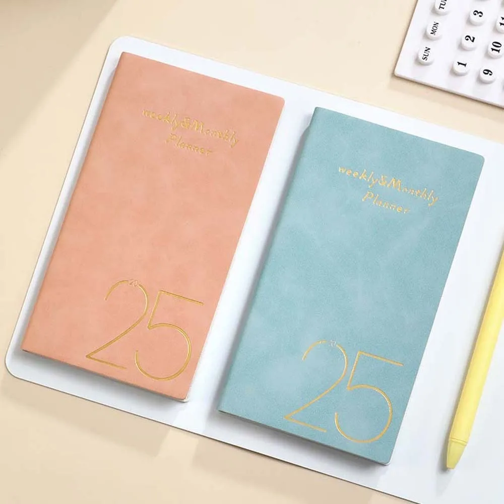 Solid Color 2025 Planner Notebook 365 Days Daily Planner Reminder A6 Planner Notepad Time Organizer Pocket