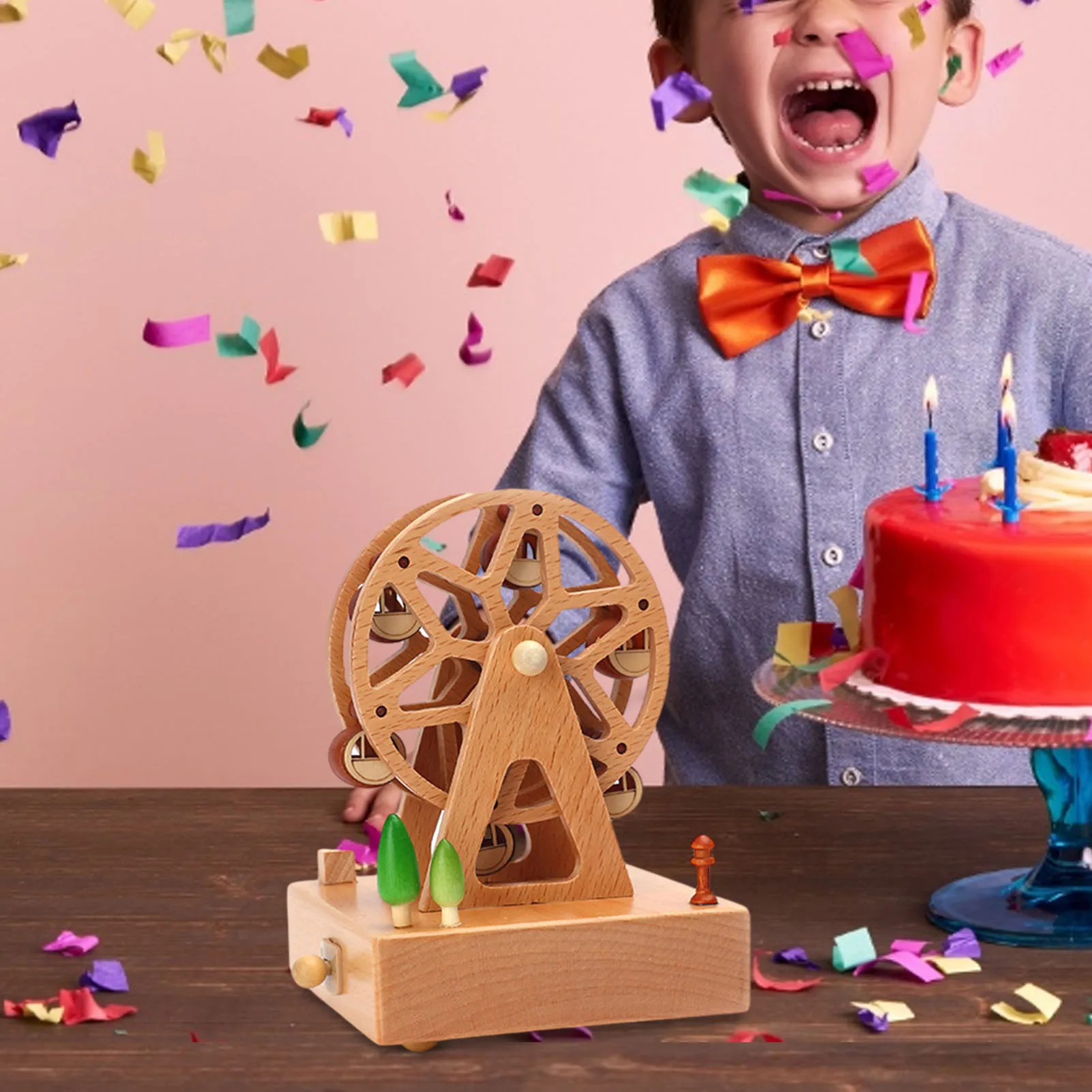 

D2 Wooden Music Box Wood Crafts Retro Birthday Gift Carousel Musical Box Vintage Home Decoration Valentine's Day Gift Girlfriend