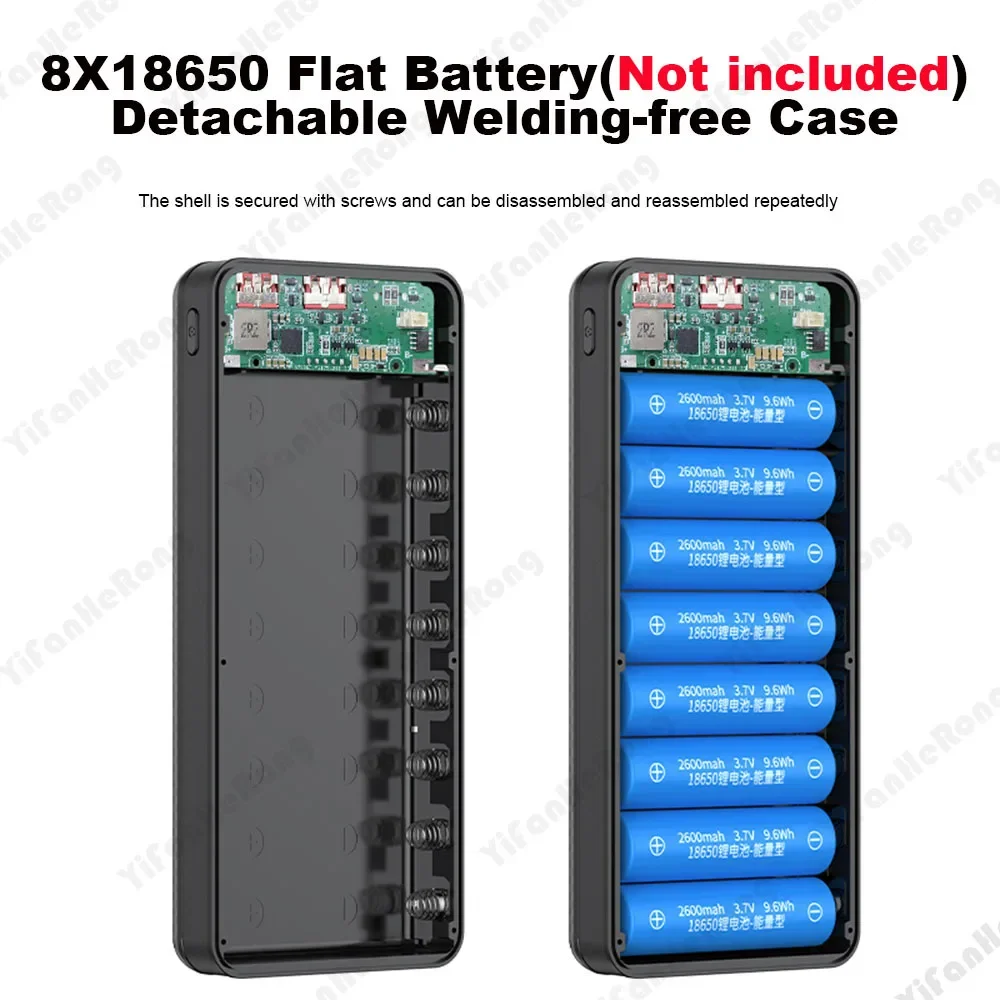 22.5W Fast Charging Battery Box 15W Wireless 20000mAh 8x18650 External Power Bank Case Battery Charge Storage Box No Battery