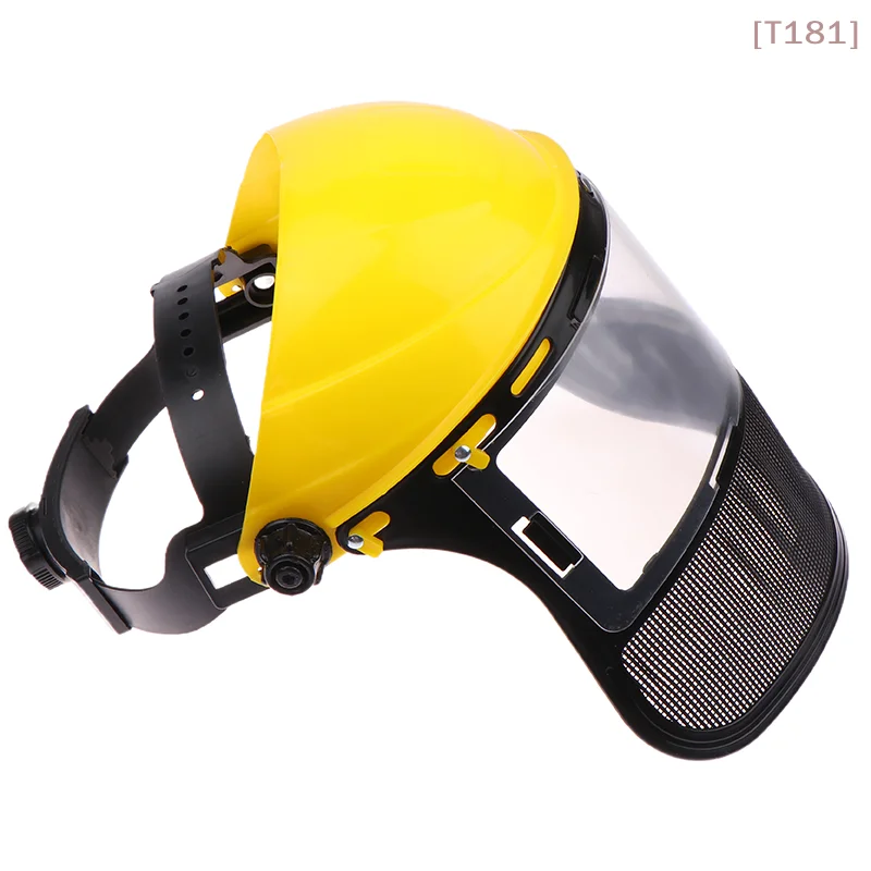 [E] Garden Grass Trimmer Safety Helmet Hat With Full Face Mesh Protective Mask For Logging Brush Cutter Forestry Protection