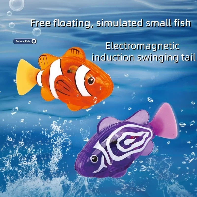 Kinder bad licht-up sensor elektrische kleine fische spielen in wasser haustier schwimmen fisch kann schwimmen realistische clownfisch spielzeug