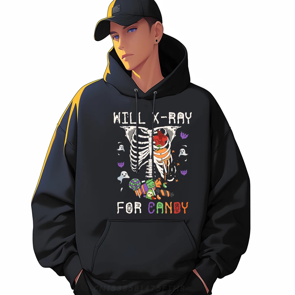 Will X Ray For Candy Cute Halloween Skeleton Candy Radiology 3xl Men Clothing Sweatshirts For Men Gothic Style