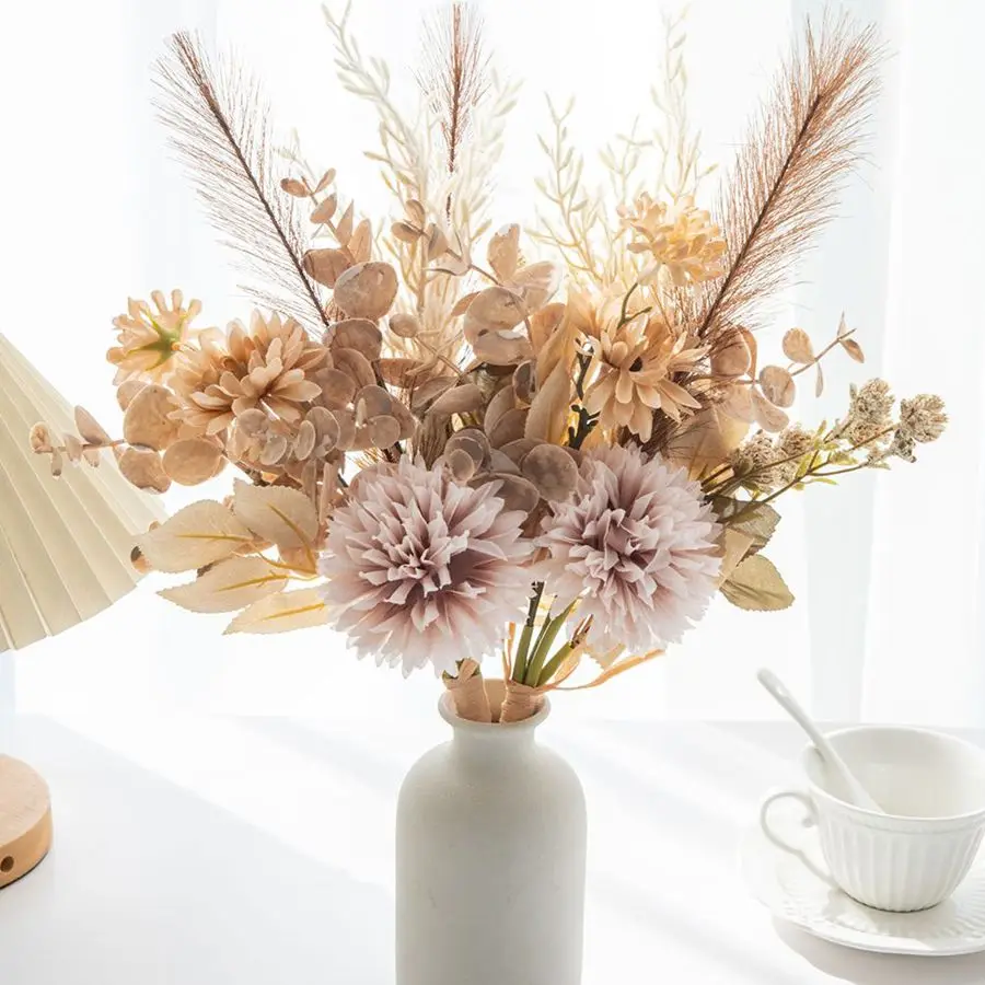 Flores Artificiais de Seda Crisântemo Ditch Reed para Buquê de Noiva, Presentes DIY, Decoração de Casa, Festivais, Jardim Exterior e Arcos