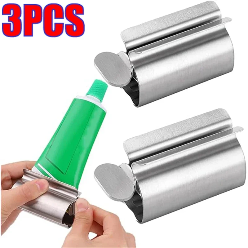 3/1pcsToothpaste Squeezer Stainless Steel Toothpaste Dispenser Holder for Bathrooms Tube Squeezer Tool Wringer for Kids Adults