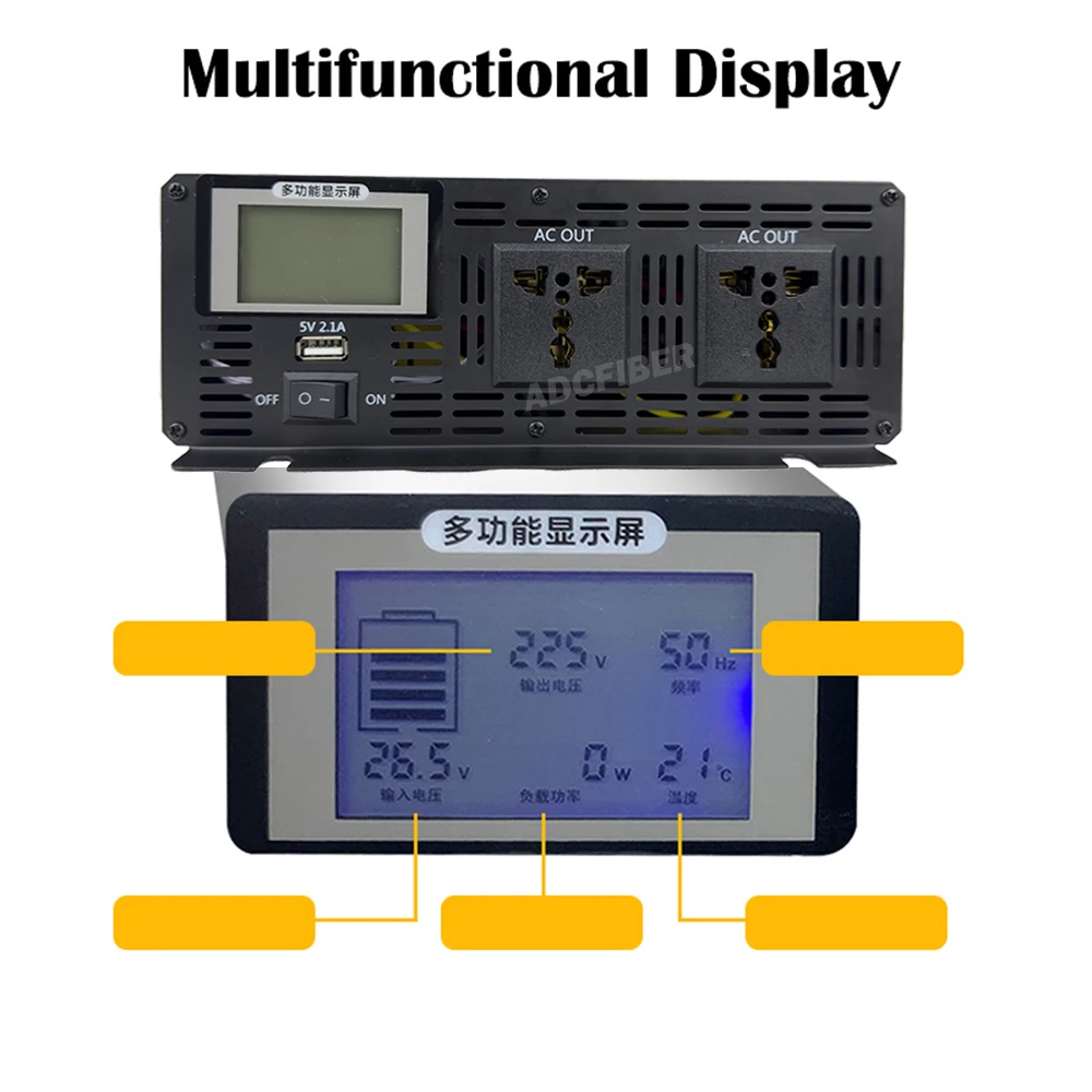 Imagem -05 - Conversor de Tensão de Onda Senoidal Pura Inversor Solar de Energia Display Led 12v 220v 6000w 8000w 24v 48v 60v 72v dc a 110v ac