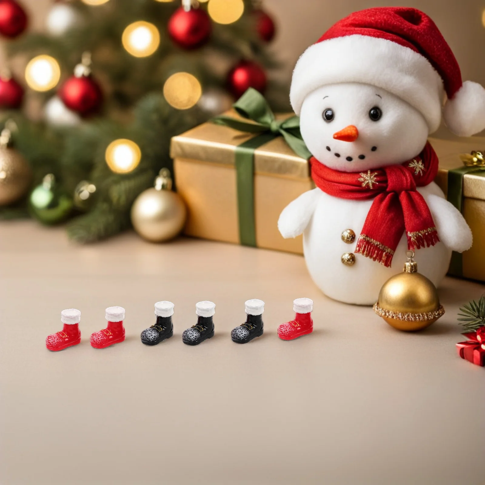 

Рождественские украшения, фигурки, маленькие красные, зеленые миниатюрные зимние елочные украшения, Санта-олень, праздничный домашний декор, праздничная сцена