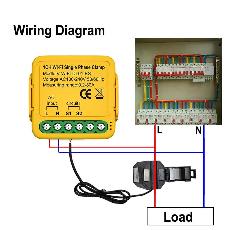 Controlador de energía con WiFi para el hogar, medidor de corriente de energía de 80a, KWh, dispositivo de monitoreo de estadísticas de electricidad