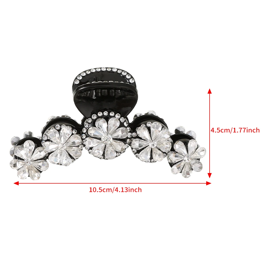 10.5cm strass fiore capelli artiglio fermaglio per capelli argento bianco Festival tornante donne coda di cavallo capelli artiglio moda accessori