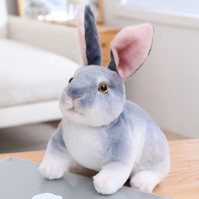 Simulation Kawaii Long Ears Realistic Rabbit Plush Toy Lifelike Animal Stuffed Doll Toys for Kids Girls Birthday Gift Room Decor