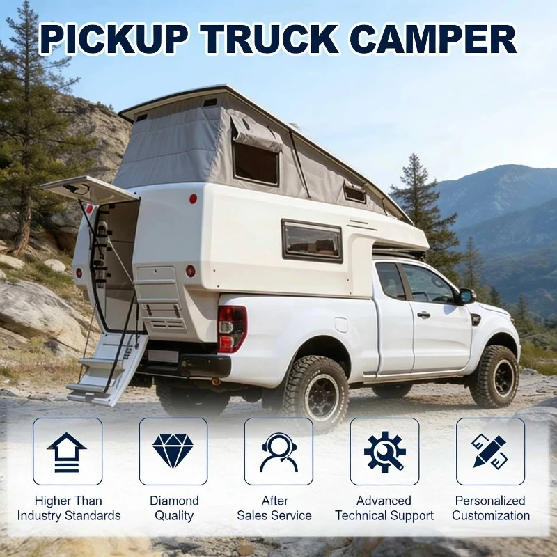 Canyossoar Modern Style Aluminum Pop-Up Caravan RV Trailer 2025 High Quality Pickup Camper 8 Person Sleeping Capacity 650KG