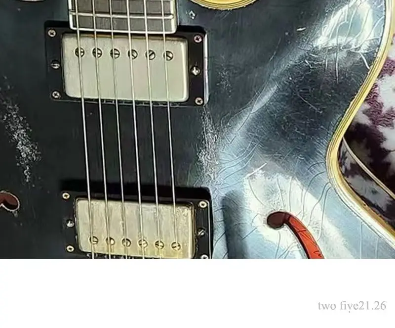 BLACK -2 Hum-bucker pickups  twin cut semi hollow build guitar, rounded contour semi hollow body shape  Richard  335