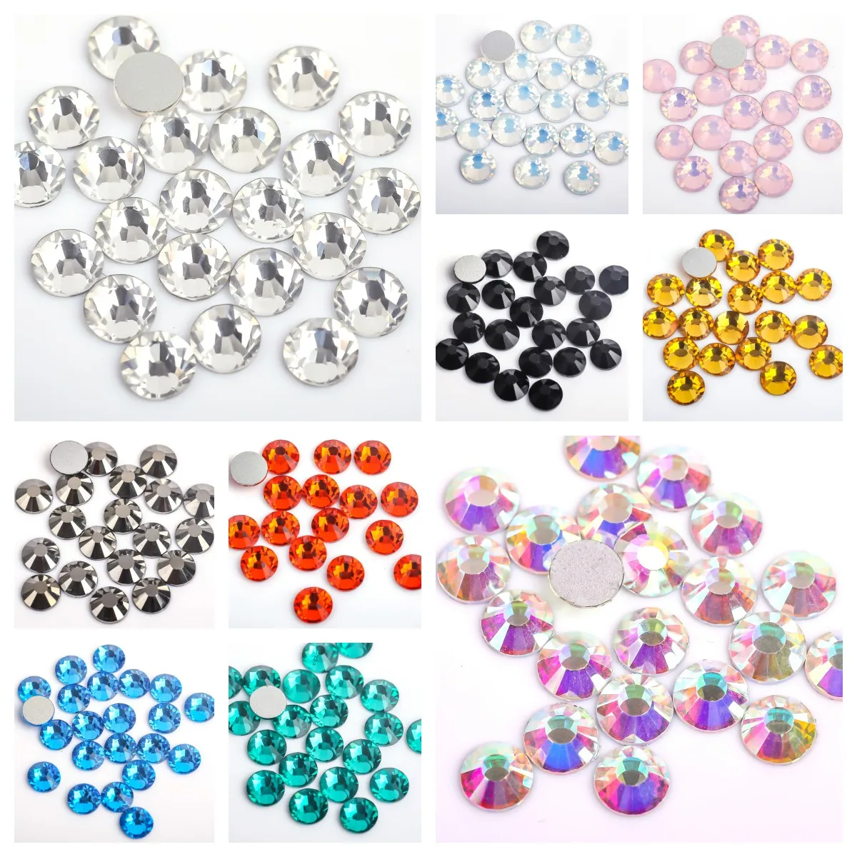 ss3 (1.3mm) Multi Colors Crystal AB 3D Flat Back Non Hotfix Nail Art Rhinestones Decoration