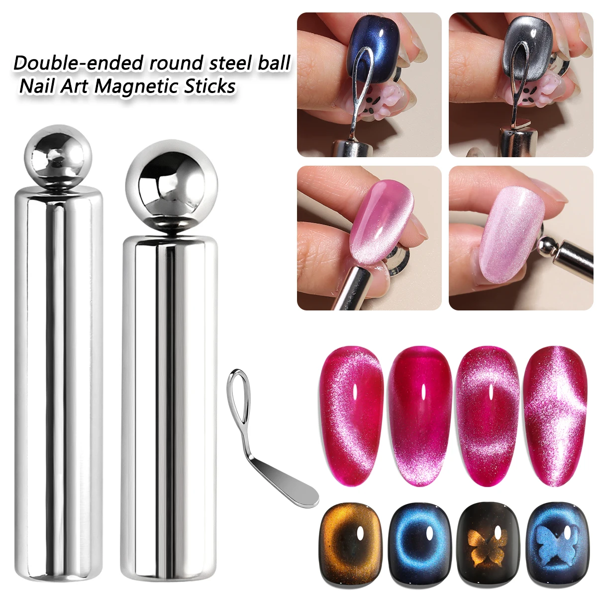 Nail Salon-Grade Cylindrical Magnets, Spherical and Round Magnetic Beads, Super Strong Magnets for Attracting Glass Beads.