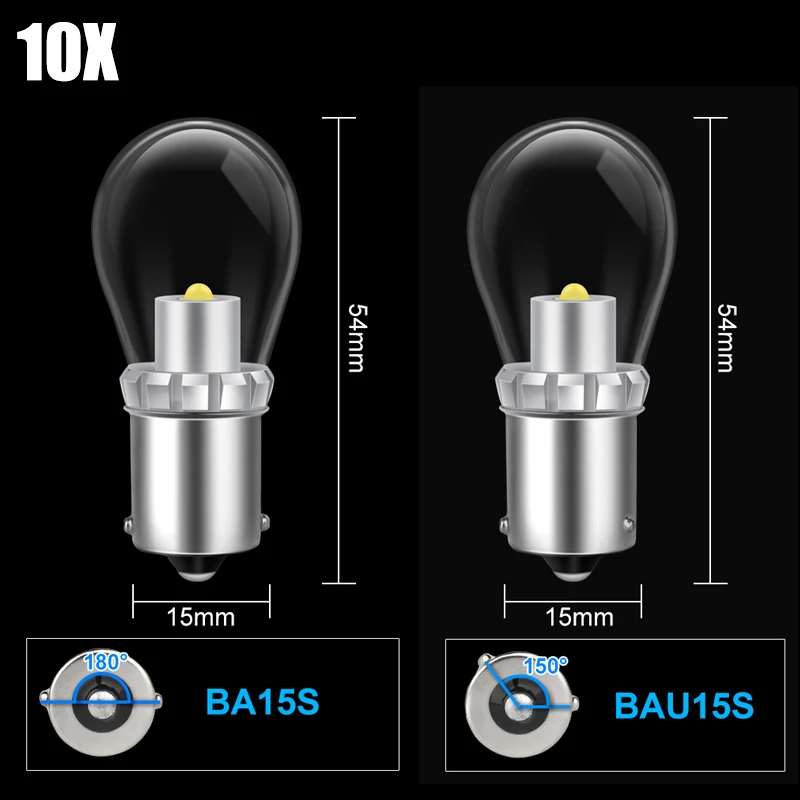 10pcs P21W Led 1156 BA15S BAU15S Bulbs PY21W 1157 BAY15D BA15D BAZ15D P21/5W T20 LED W21/5W W21W 7440 7443 T25 3157 3156 12V