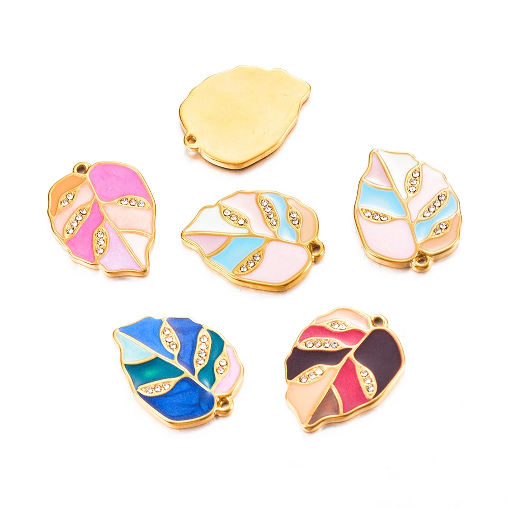 

3PCS Stainless Steel Plant Leaf Charms Enamel Pendant for DIY Jewelry Making 4Colors Leaves Earrings Bracelet Accessories