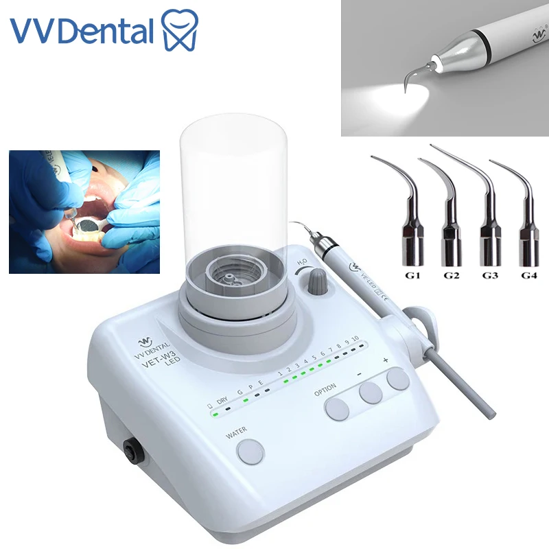 VVDental LED Dental Portable Ultrasonic Piezo Scaler with 2*Bottles fit Cavitron EMS Handpiece