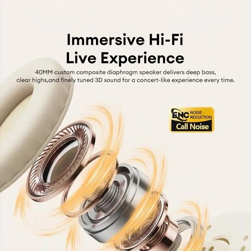 NEWMSNR TH30 HIFI Shock Bass Headsets Wireless Bluetooth5.4 Headphones Noise Reduction Gaming Earphones in HD Mic Support TF/AUX