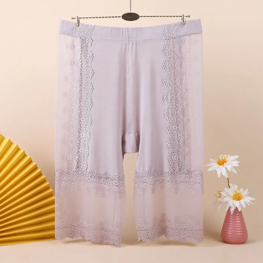 

Transparent Large Size Safety Pants Anti-glare High Waist Lace Mesh Shorts Underwear Lace Flower Seamless Shorts Summer