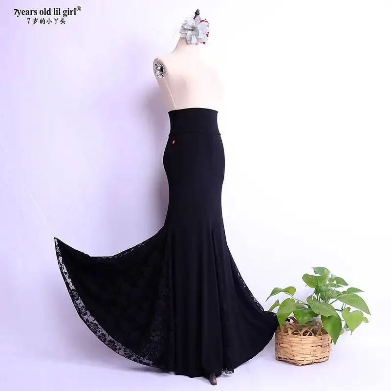Spanish Flamenco Dance Skirt for Women 2026 New Model High Elasticity High Waist Norwegian Linen Insert Large Hem Skirt