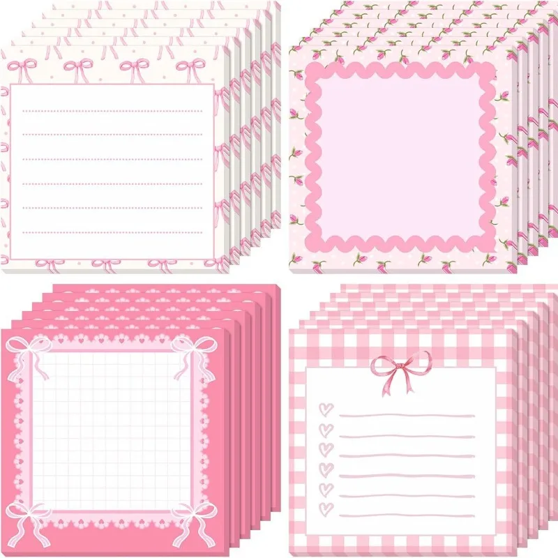 4pcs/set Bow Memo Pads Cute INS Style Student Sticky Notes Can Be Pasted Repeatedly Sticky Notes Can Be Torn Stickers Stationery