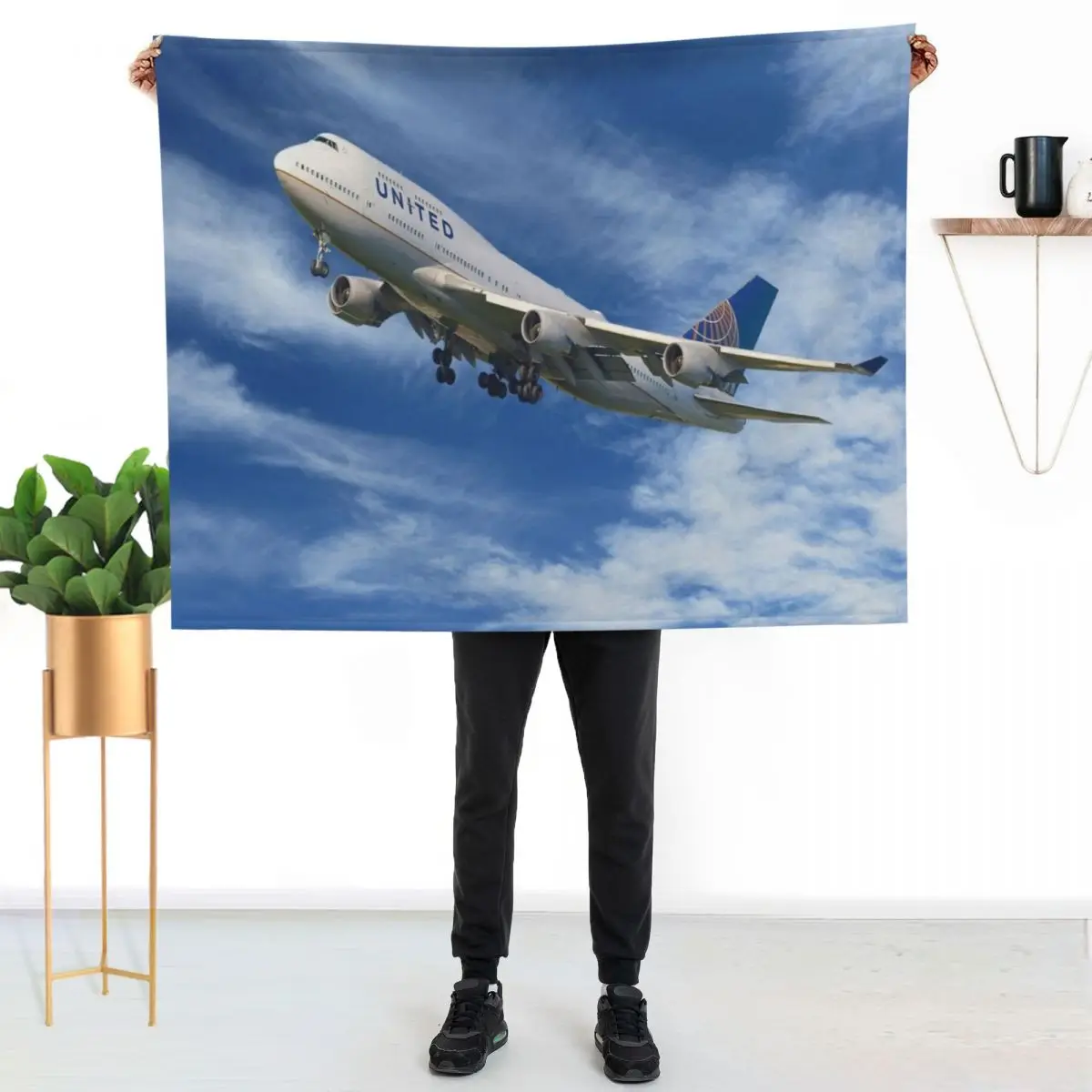 United Airlines 747 Throw Blanket Luxury Thicken Sofas Bed Fashionable Moving Heavy Travel Blankets