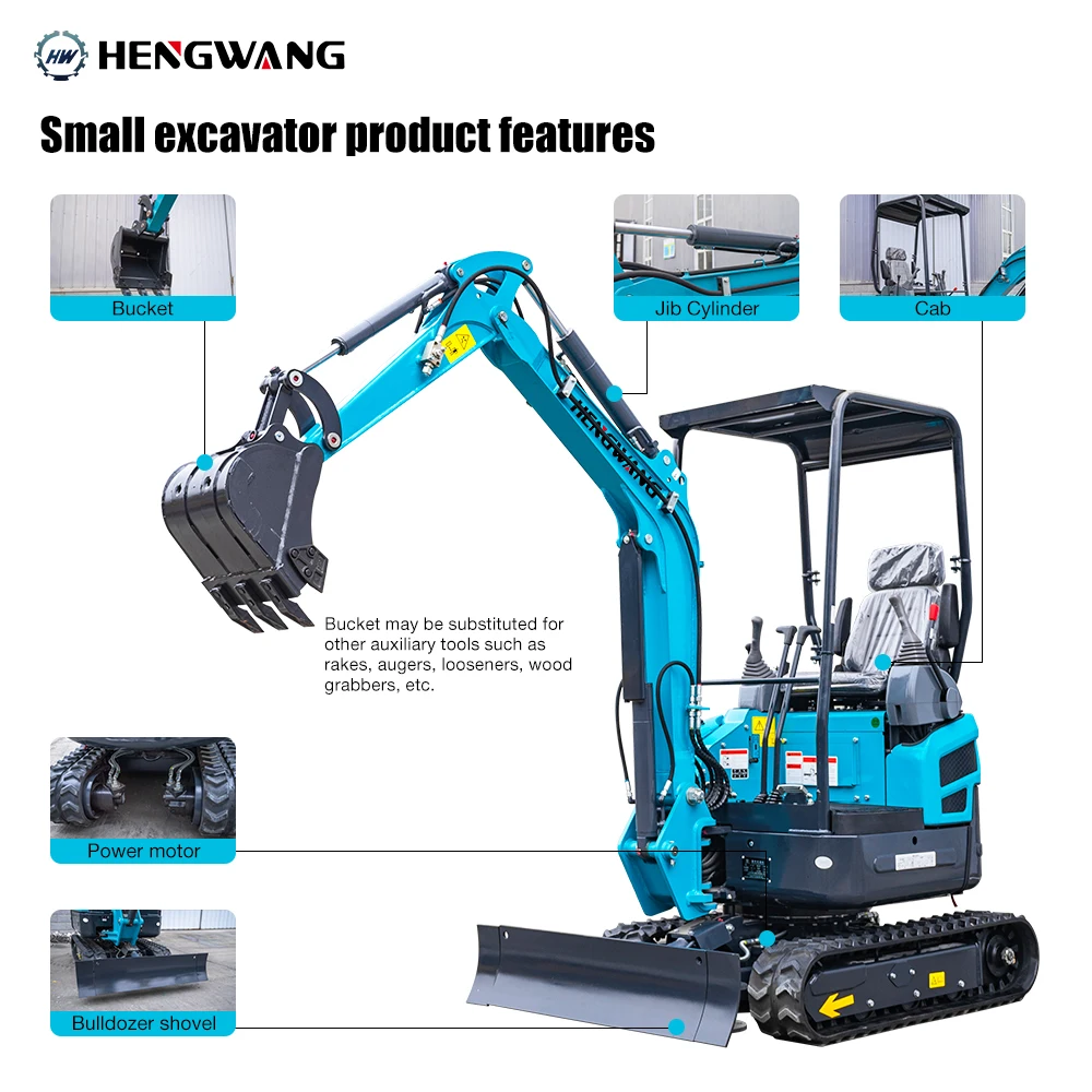 

HW-23W 2 Ton Mini Excavator Diesel CE Certified Hydraulic Crawler Digger Compact 1 ton Mini Bagger Small Excavators Custom