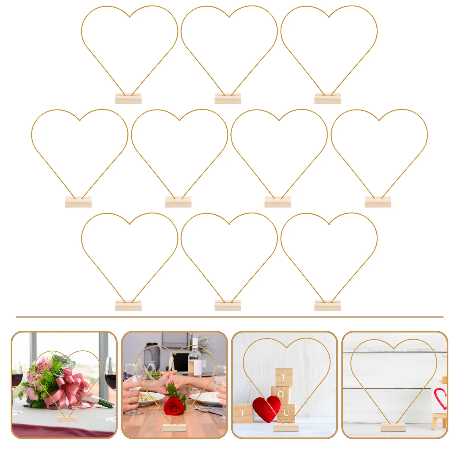 10 sets slingers doe-het-zelf accessoires bruiloft krans bloemen hoepel ornament gouden metalen frame