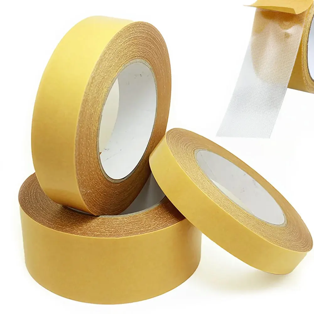 Double Sided Grid Tape Fabric Cloth Tapes Heavy Duty Mounting Stick Carpet Universal Super Sticky Resistent with Fiberglass Mesh