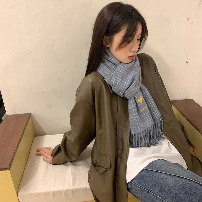 女性の市松模様のスカーフ,ラップショール,マフラーショール,暖かい,甘い女の子,女性のファッション,トレンディ,冬