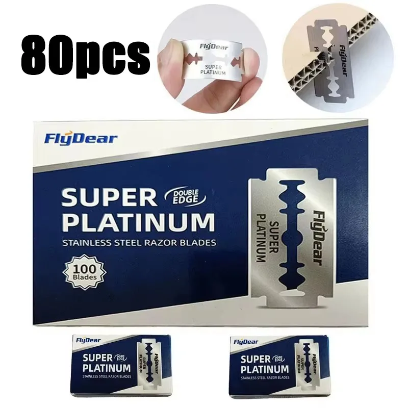10/40/80pcs Haircutting Razor Blades, Double-Edged Men'S Safety Razor Blades, Stainless Steel Professional Hairdressing Tools