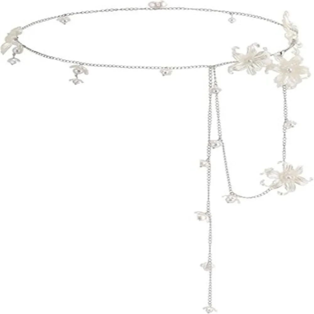 Elegant Y2K Flower Waist Chain Silver Multi-layer Metal Belly Chain Adjustable All-match Bohemian Body Chain JK Accessory