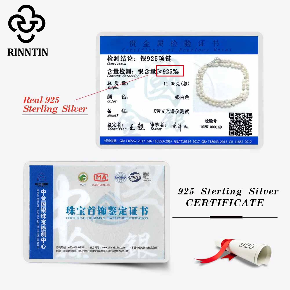 Rinntin 3-4mm Baroque Freshwater Pearl Chain Necklaces 925 Sterling Silver Beaded Necklaces Collares Versatile Jewelry GPN94