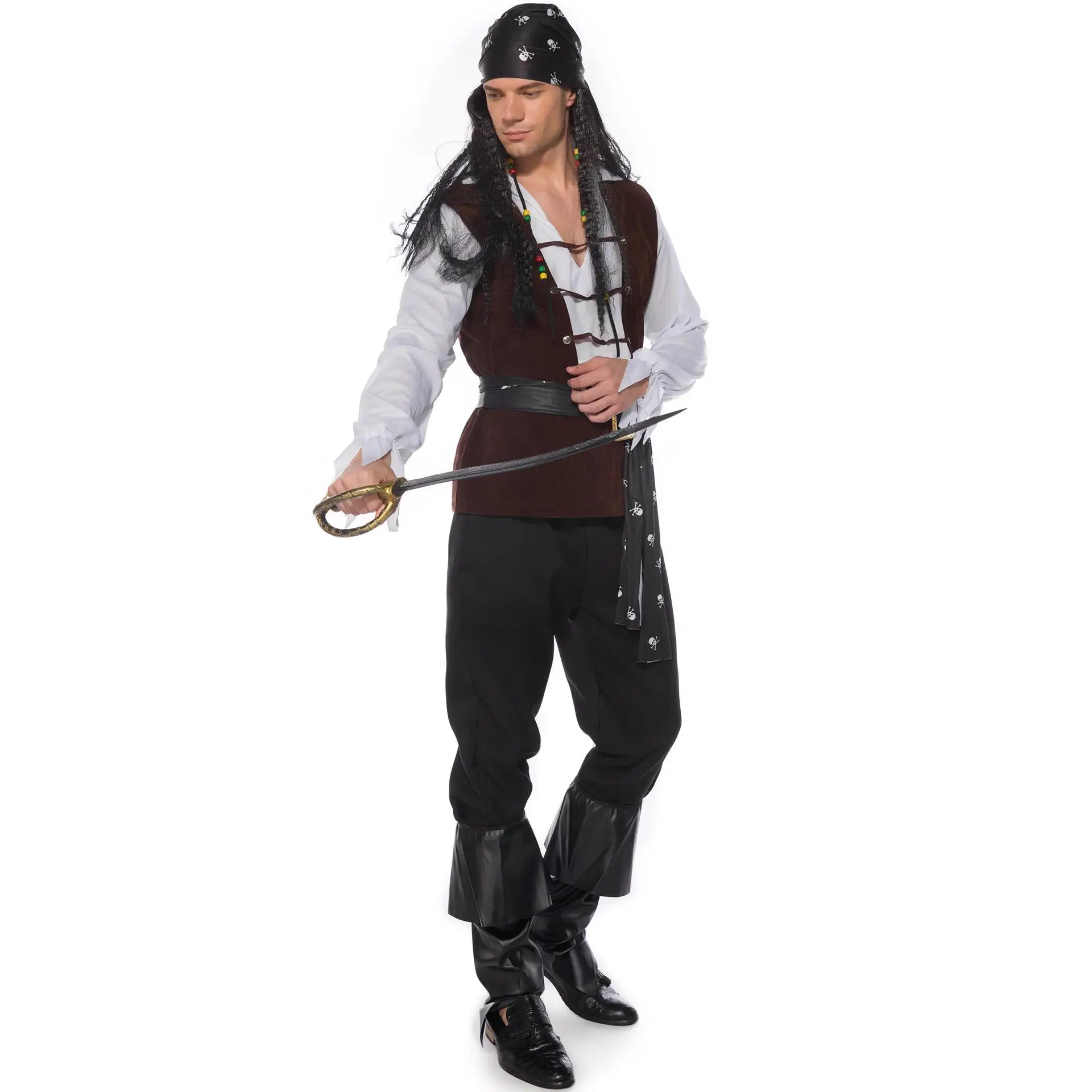 Halloween Cosplay Piratenkostuums Voor Mannen Deluxe Schedel Carnaval Verkleedpartij Volwassen Kapitein Cosplay Kleding Disfraz Hombre