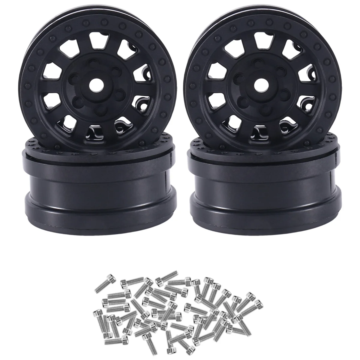 4PCS Plastic Beadlock 1.9 Wheel Hub Wheel Rim for 1/10 RC Crawler Car Axial SCX10 Wraith RR10 Capra RBX10 Traxxas TRX4,3