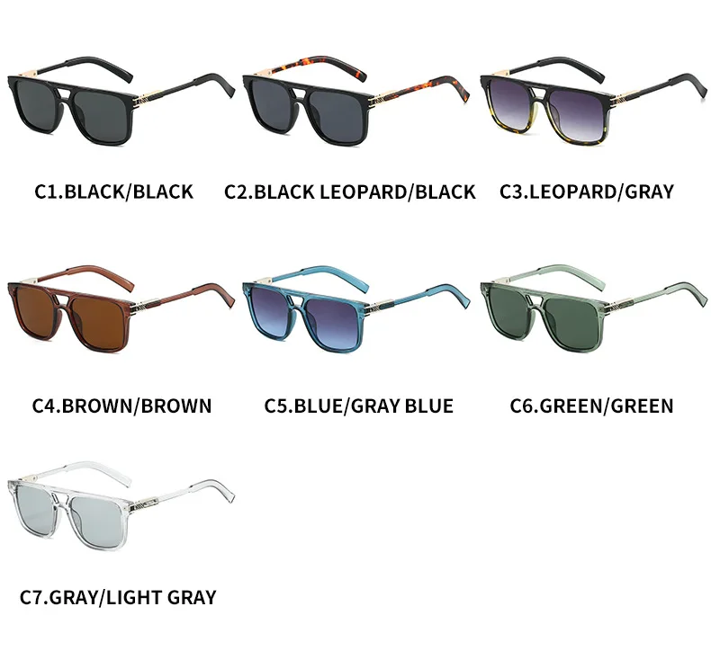 2025 neue Doppelstrahl-Quadrat-Sonnenbrille, Markendesigner, Gitter, Mode, Fahren, Reisen, Urlaub, Sonnenschutz, Brille, Oculos – Detail 6