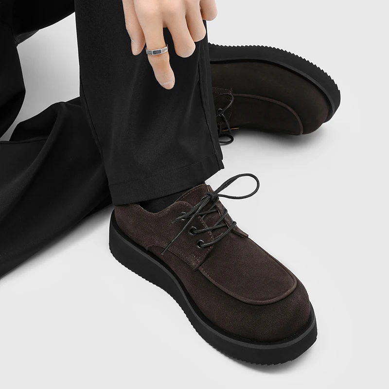 Men's Derby Shoes Fashion autumn and winter styles Office or leisure party 38-46 Hot selling young shoesThick bottom trend