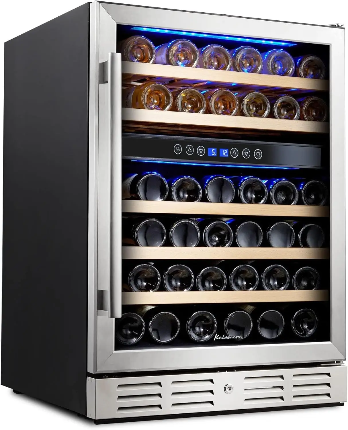 24 inch Wine Cooler, 46 Bottle - Dual Zone Built-in or Freestanding Fridge , for Home, Kitchen, or Office.