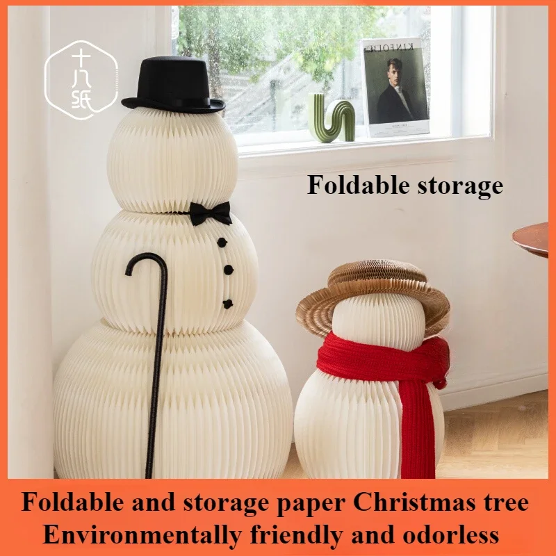 Christmas Snowman Figurine Decoration with Honeycomb Structure for Holiday Atmosphere and Paper-based Environmental Friendliness