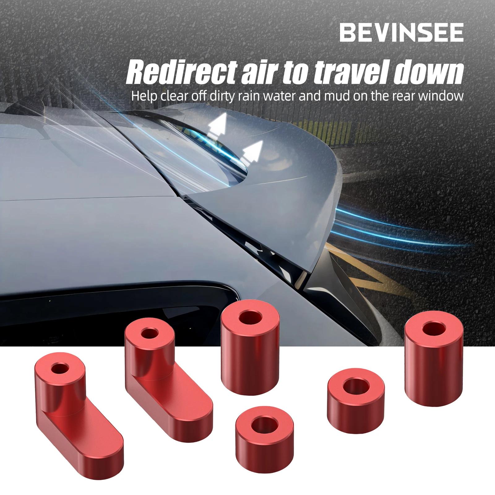 BEVINSEE Aluminum Rear Wing Spoiler Riser Lift Extension Tail Wing Lifter For Ford Fiesta Mk7 Mk8 ST ST-Line