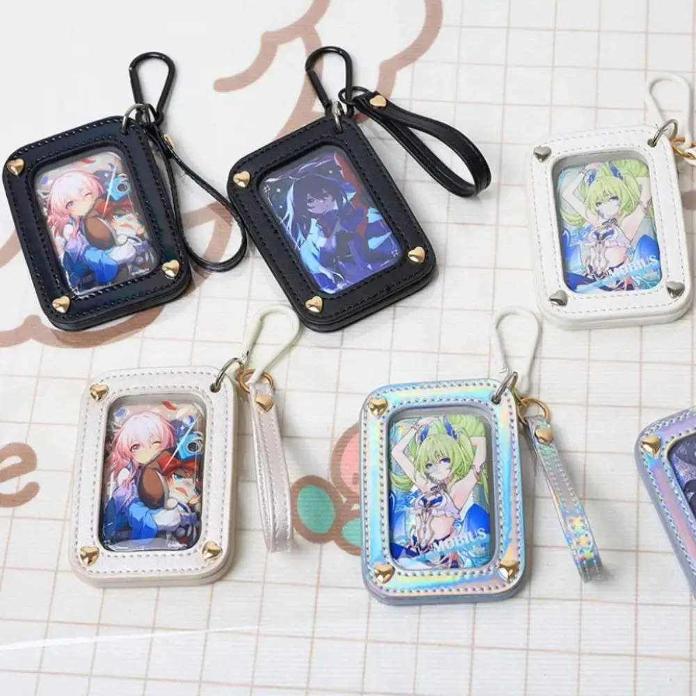Transparent Badge Ita Bag Anime Badge Holder Card Holder Keychain Card Holder Pins Display Base Laser Leather Square