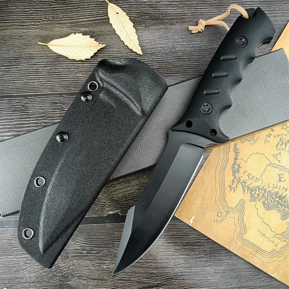 Full Tang Tactical Fixed Blade Knife 8Cr13Mov Steel Blade G10 Handle with Kydex Sheath Ourdoor Military Combat Knives