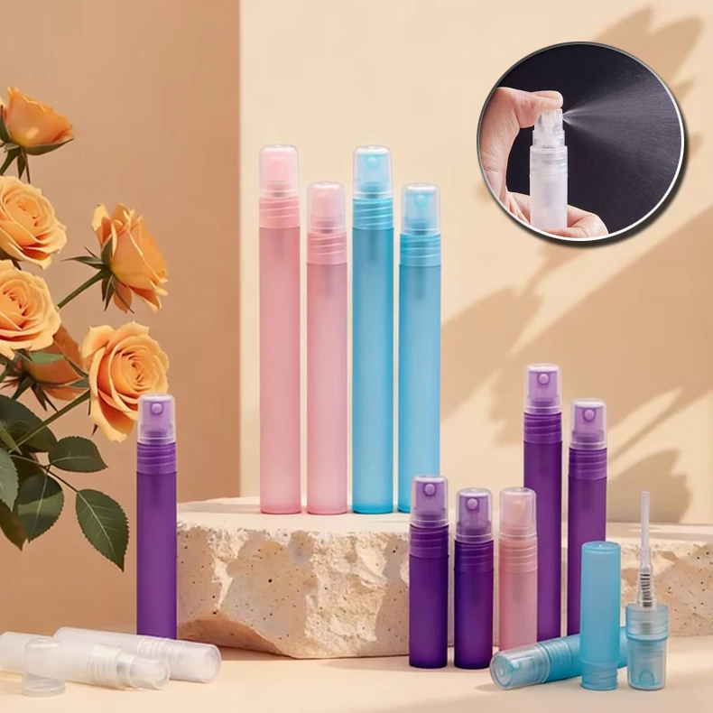 

3/5/10ml Empty Mini Frosted Plastic Spray Bottles Perfume Liquid Atomizer Refillable Portable Travel Sample Cosmetics Containers