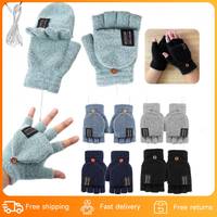 Electric Heated Gloves Touchscreen Double-Sided Heating Gloves Winter Warmer Adjustable Temperature Washable Fingerless Gloves