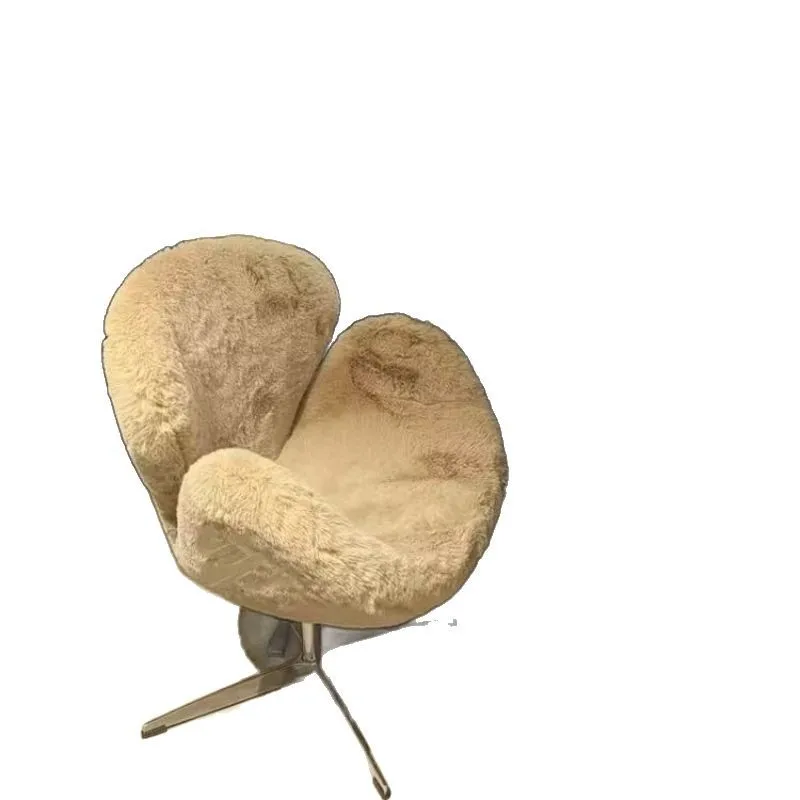 

Swan Chair Fabric Solid Color Sofa Chair Cream Wind Comfortable Lifting Rotating Makeup Chair Leather Art Leisure