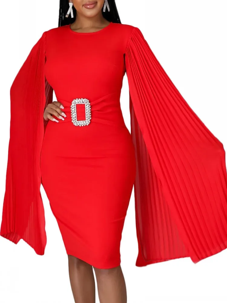 

Africa Dress For Women Autumn Winter Fashion Big Size Solid Color Hip Wrap Sexy Dress African Elegant Party Robe Africaine Femme