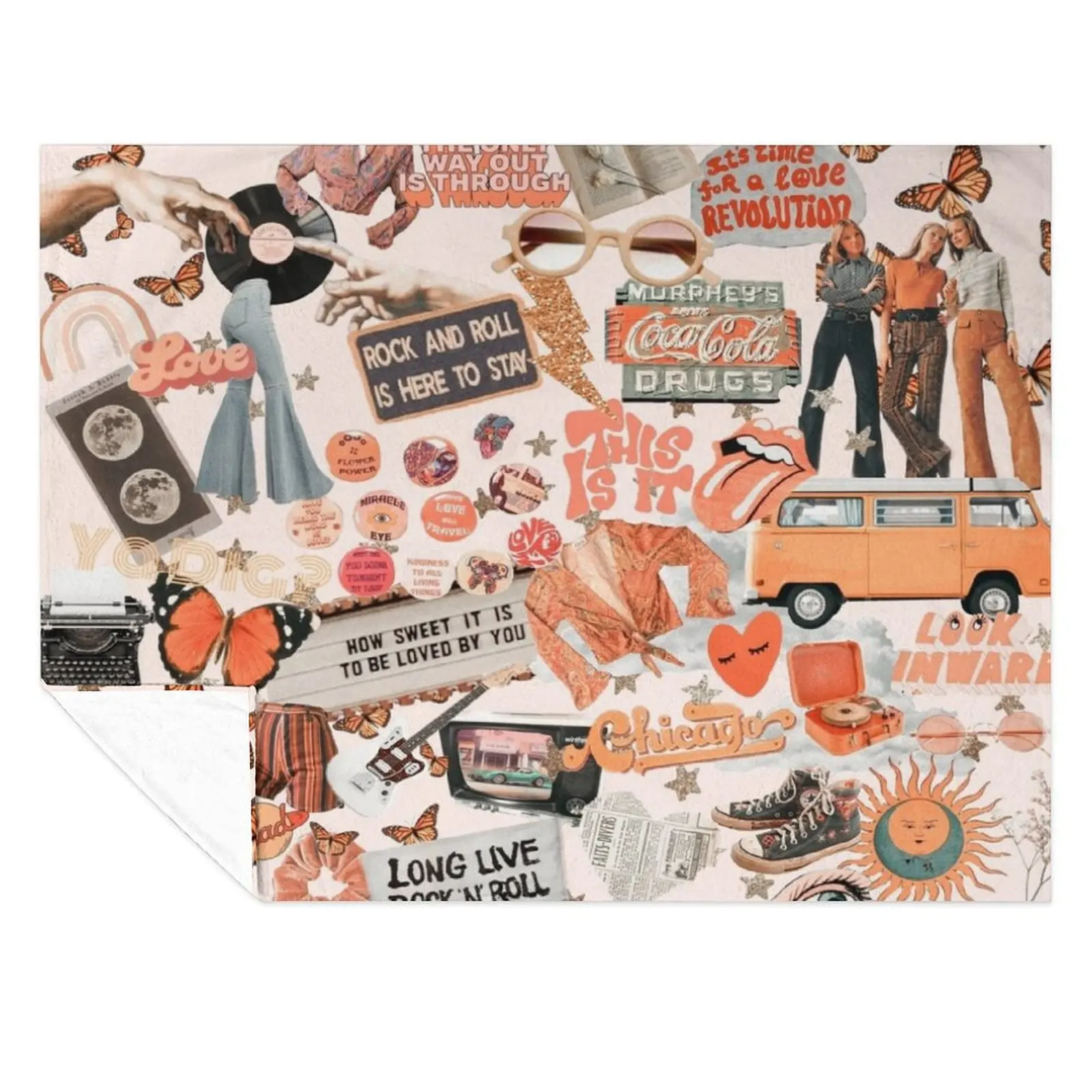 

Pink and Orange Collage Throw Blanket Plaid on the sofa Thins valentine gift ideas Blankets