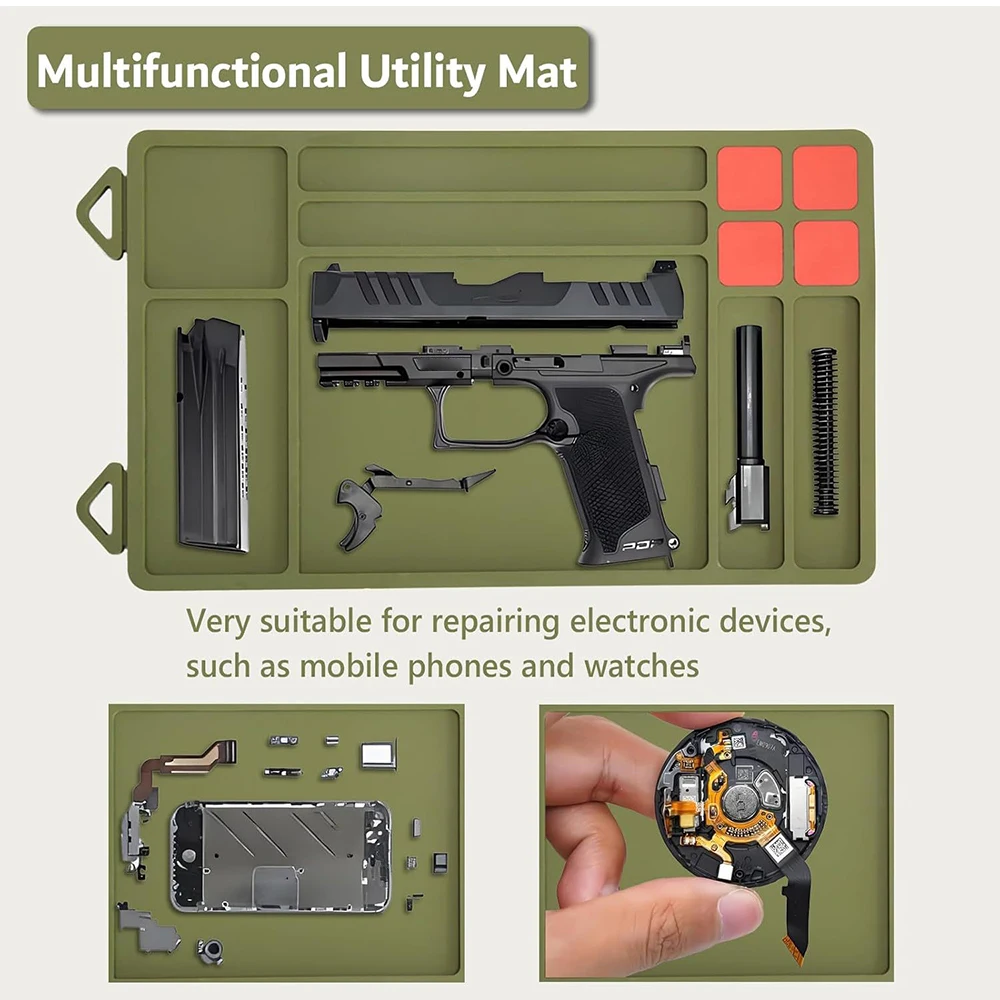 Tactical Gun Cleaning Mat Rifle Shotgun Cleaning Maintenance Mat Magnetic Rubber Gun Cleaning Pad Protective Workbench Mat view 5