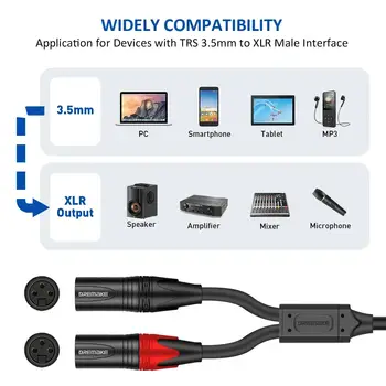 Adaptér DREMAKE Jack 3,5 mm TRS stereo na dvojitý XLR (samec), 3,5 mm jack 1/8 palce na dvojitý XLR (samec), rozbočovač s Y konektorem 10 nejlepší prodej 8pinový 3,5mm jack - №10