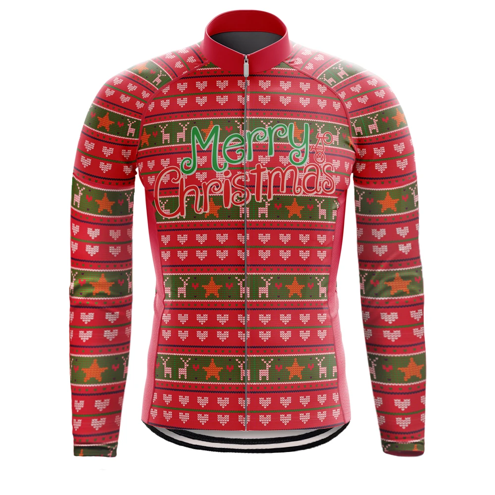 2020 New Christmas Long Sleeve Cycling Jersey Winter Fleece Wool And Spring Autumn Thin Mountain Bicycle Clothes Multi Styles