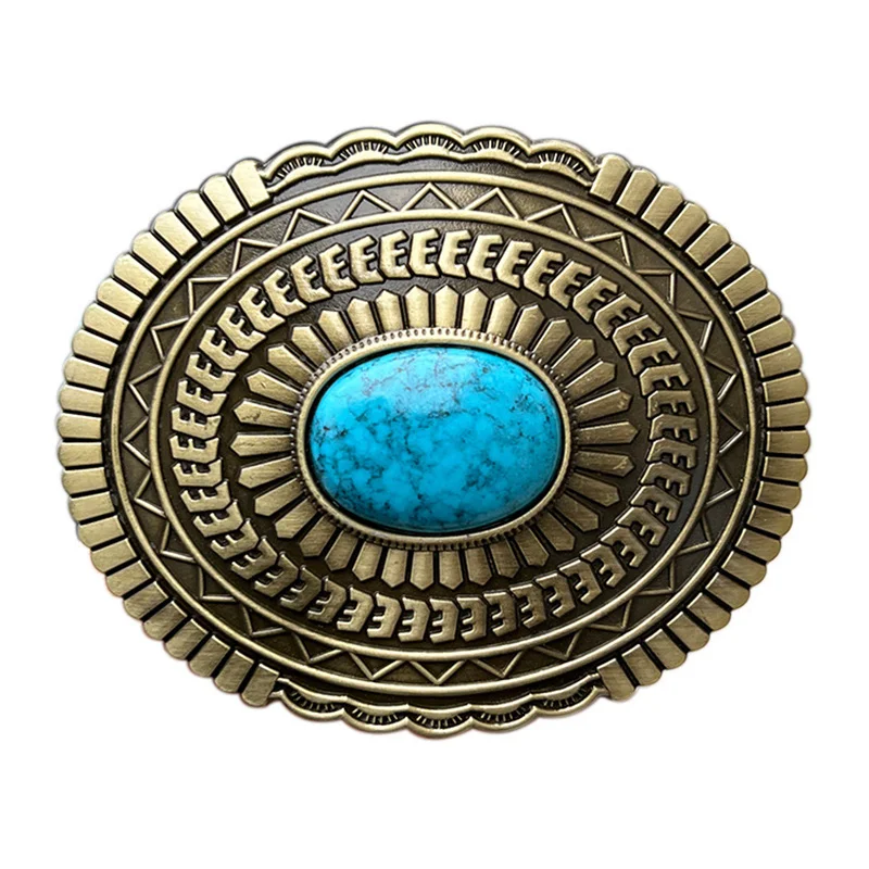 Zinc alloy turquoise belt buckle for Western jeans